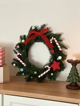 クリスマスリース クリスマスツリー オーナメント フェイクグリーン 造花 インテリア ドアリース 壁掛け ホテル 店舗 飾り付け