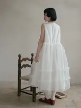 和風レトロ無袖チュールワンピース【花柄・夏用・三層重工】