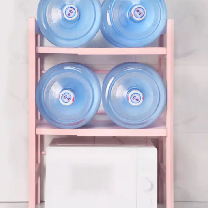 キッチン用多機能伸縮型電子レンジ台【収納便利・スタイリッシュデザイン】