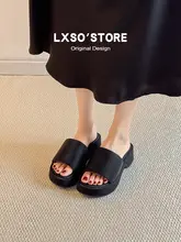 厚底一字トングサンダル【夏用・女性・黒・カジュアルデザイン・履きやすい】