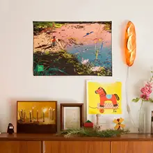 芸術家デザインの壁掛けアートタペストリー【インテリア装飾・炎のモチーフ】