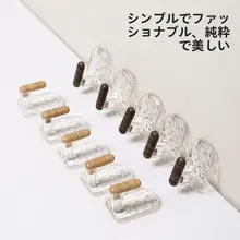 水波模様の木目調フック【吸盤式・浴室・キッチン用・穴あけ不要】