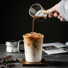 耐熱性のグラス コーヒーカップ【持ち手付き・シンプルデザイン・高硼珪酸ガラス製】