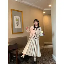 セットアップ レディース ツイード風 カラーブロック フリル カラードット ヴィンテージ ガーリー「Jiang jam」