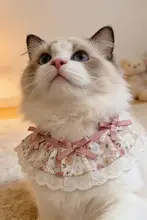 フラワープリントのペット用エプロン【リボン・レーストリム・犬猫用】（セットアップ対応）