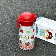 かわいいペンギンデザイン プラスチックカップ【高温対応・ストロー付き】