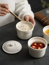 白磁製 蓋付きスープ蒸し器【家庭用・隔水蒸し・燕窝対応・陶器製】