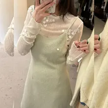 爽やかでおしゃれな透け感のキャミワンピース【エメラルドグリーン・女性用・ミニサイズ・デザインドレス】（セットアップ対応）