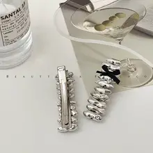 FUNCOCO メタルシルバーサイドバンスクリップ【個性的デザイン・インスタ映え・バンスクリップヘアアクセサリー】