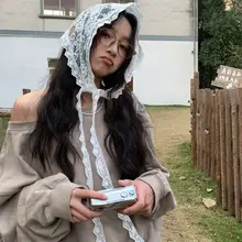 花柄レース付きメッシュウエストバンド【女性用・三角スカーフ・ウエストアクセサリー】
