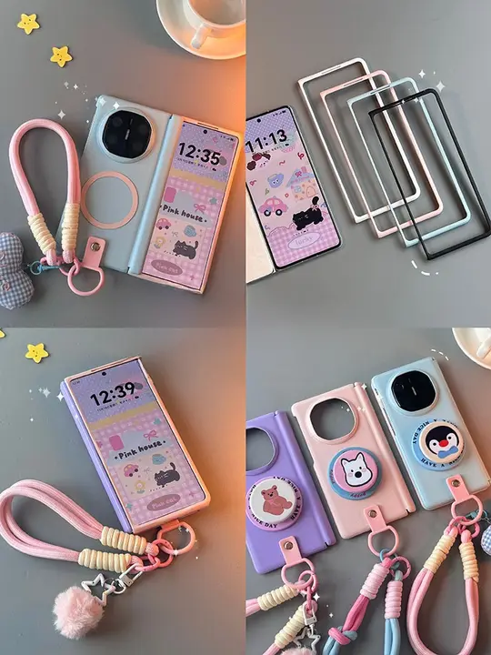 Huawei Mate X6用 薄型全包型ケース【磁気吸着・色分けデザイン・エアバッグスタンド付き】