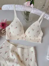 フラワープリント ブラレットブラジャー【ブラなし・快適な着用感・甘いデザイン】（セットアップ対応）