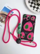 甘くてスタイリッシュな桃のデザインのスマホケース【調整可能・ショルダーストラップ付き・iPhone、Huawei、Xiaomi対応】