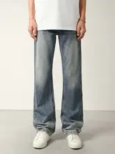 水洗い加工のヴィンテージ風ひらひらデニムパンツ【メンズ・ワイドレッグ・ルーズフィット】