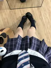 原宿風チェック柄プリーツスカート【ダークパープル・女子学生用】（セットアップ対応）
