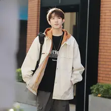 Wassup Happy メンズ秋冬用フード付きジャケット【ゆったりサイズ・偽2点セット・カーゴスタイル】