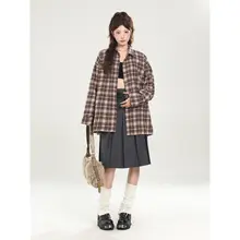 オーバーサイズチェックシャツジャケット【防紫外線・レトロデザイン・女性用】（セットアップ対応）