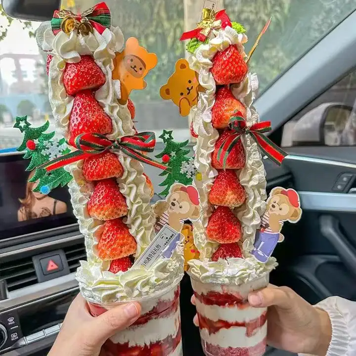 クリスマスケーキデコレーション用ストロベリータルトボックス【ムースタワー・串・リボン付き】（セットアップ対応）