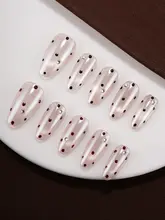 ネイルチップ ハン  ドメイド 水玉 キャッツアイ ミディアム 上品 きれいめ 透明感