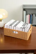 おしゃれなラタン風収納バスケット【リビング・テレビ台・整理整頓用】
