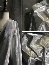 シルバークリエイティブダブルフェイスオーガンザ【金属感・透け感のあるドレス用生地・デザイナー素材】
