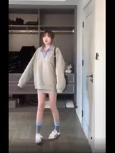 スウェットシャツ 女性 アウトドア 春秋 グレー オーバーサイズ ゆったり カジュアル