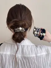 エレガントなパール付きヘアゴム【極上の柔らかさ・ダメージを与えないデザイン】