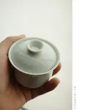 清物堂 陶器製 功夫茶用 小型手抓不烫手茶碗【柴窯焼き・古釉風・蓋付き】