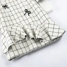 刺繍デザインのチェック柄コットンワンピース【冬用・極上の柔らかさ・ビーズ装飾】