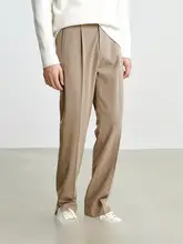 秋冬用高級感ある精練ウールのフィットパンツ【ストレート・メンズ】