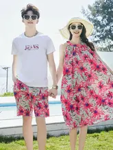 ビーチリゾートスタイルのカップルコーデ【ボヘミアンデザイン・夏用・大きいサイズ】（セットアップ対応）