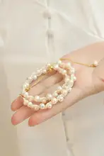 フランス風 淡水真珠ネックレス【小さな星型・多重レイヤー・調整可能】