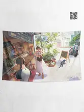タペストリー ポスター バックドロップ 少女 イラスト ゲーム配信者 街並み 部屋 寝室 インテリア 背景