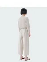 真絲ベルベットの八分丈ストレートパンツ【女性用・スリム・秋用】（セットアップ対応）