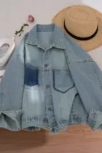 水洗いブルージーンズジャケット【ポケット付き・シンプル・ゆったりフィット】