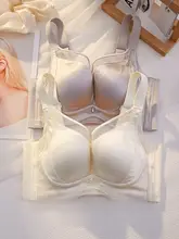 シームレスサテンブラジャー【大きい胸を小さく見せる・薄手・ソフトワイヤー・調整可能】