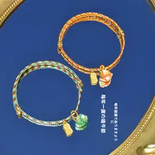 端午節用 カラフルラインの粽デザイン レディースアンクレット【調整可能】