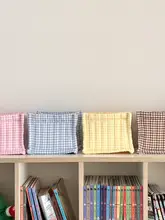 マカロンカラーのギンガムチェック収納ボックス【子供のおもちゃ整理用】
