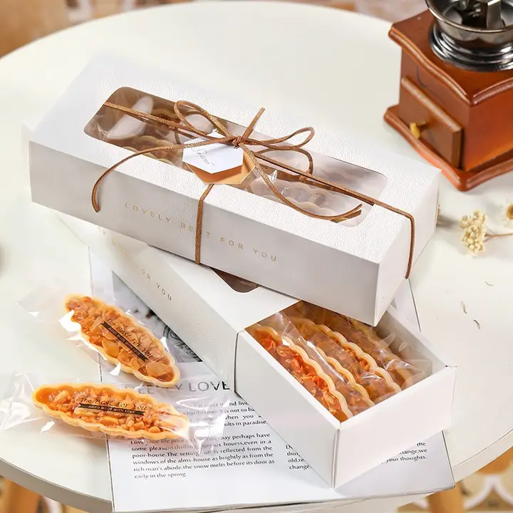 おしゃれな糯米船デザインのキャラメルアーモンドクッキー包装ボックス【DIY焼き菓子用・クリエイティブ・スタイリッシュ】