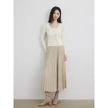 杏色花柄ニットカーディガンとベストのセットアップ（セットアップ対応）