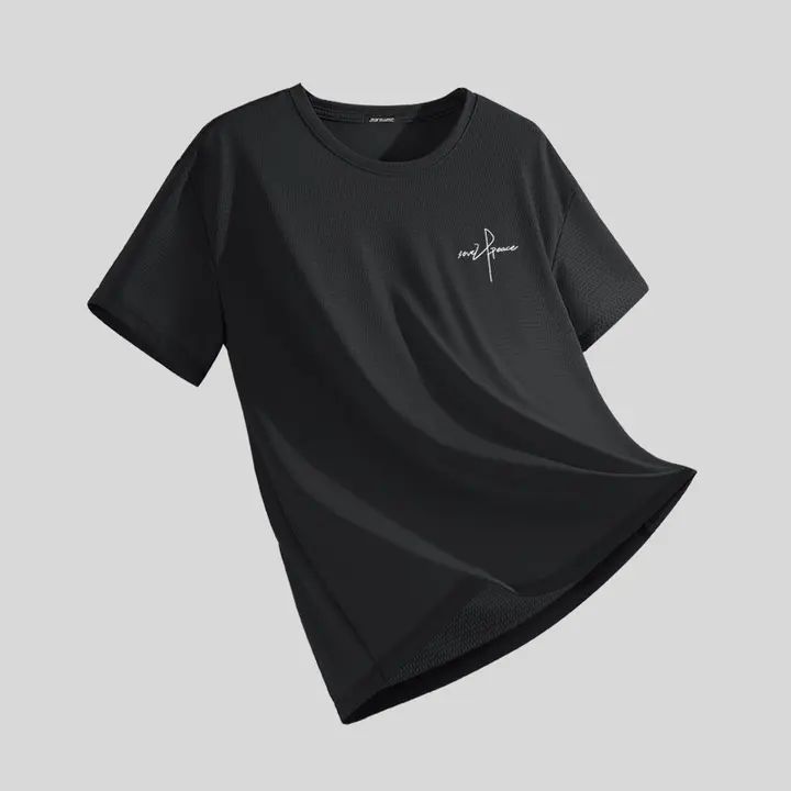 速乾性半袖Tシャツ【夏用・アイスシルク・男性用・トレーニング対応・ブラック】