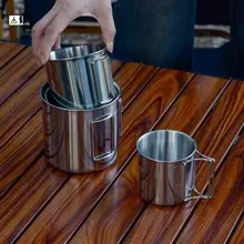 アウトドア用折りたたみ水杯【304ステンレス製・キャンプ・コーヒー用】