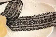 超柔らかい 刺繍入りレーストリム【ブラック・ホワイト・幅5cm・手作りDIY用品】