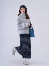 HTmeme 無地 高ネックニットセーター【ショート丈・冬用・女性用・スリムフィット】