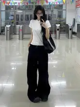 高身長向け ブラックワイドパンツ【春用・アメリカンスタイル・フィット】（セットアップ対応）