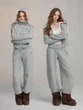 秋冬用 レディース スポーツ風カジュアルストレートパンツ【緩やかで体型カバー・ワイドレッグ】