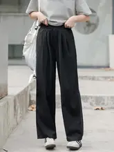 ウエストゴムの細身ストレートデニムパンツ【女性用・薄手・カジュアル】