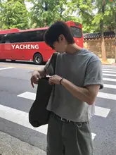 極上の柔らかさのショート丈Tシャツ【男性用・カジュアル・丸首・韓国風】