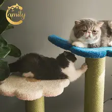 グラデーション多色フラワー階段型キャットタワー【多層タイプ・キャットハウス一体型・中型用】（セットアップ対応）
