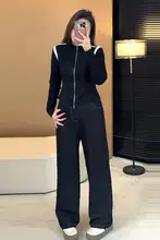 秋用アメリカンカジュアルスタイルのジャケットとデニムパンツ【大きいサイズ・体型カバー・美シルエット】（セットアップ対応）